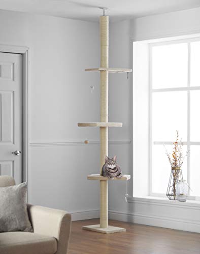 Kratzbaum, 215 cm – 280 cm, vom Boden bis zur Decke | Kratzturm, Pfosten mit...