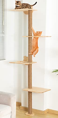 Wandkratzbaum Katzen-Kletterwand，Holze Katzenmöbel für die Wand，Kletterspaß...