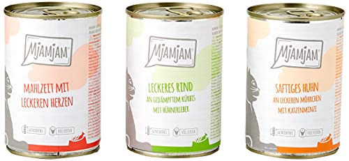 MjAMjAM - Premium Nassfutter für Katzen - Mixpaket I - Huhn, Rind, Herzen, 6er Pack...