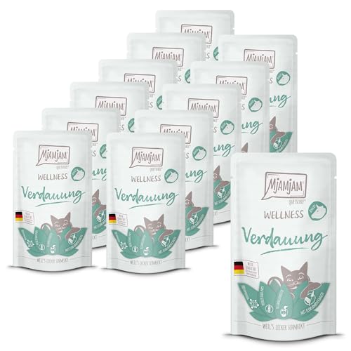 MjAMjAM - Premium Nassfutter für Katzen - Wellness - Verdauung - Rind, 12er Pack (12...