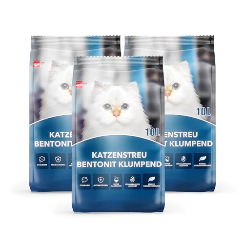 Bentonit Katzenstreu 30 Liter – Ultra Saugfähig, Staubarm & Antibakteriell –...