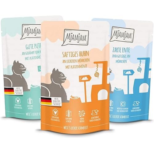 MjAMjAM - Premium Nassfutter für Katzen - Mixpaket IV - 4*Huhn, 4*Ente & Geflügel,...