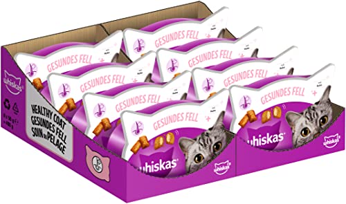 Whiskas Gesundes Fell Katzensnack für Haut- und Fellgesundheit, 8x50g (8 Packungen)...