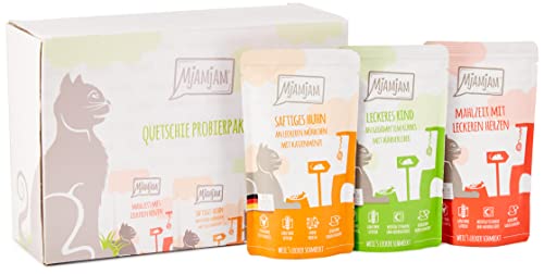 MjAMjAM - Premium Nassfutter für Katzen - Mixpaket I - Huhn, Rind, Herzen, 12er Pack...