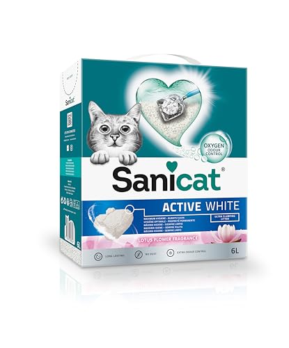 Sanicat Klumpstreu Active White mit Lotusblumenduft Hergestellt aus natürlichen...