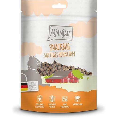 MjAMjAM - Premium Katzensnack - Snackbag - saftiges Hühnchen, 1er Pack (1 x 125 g),...