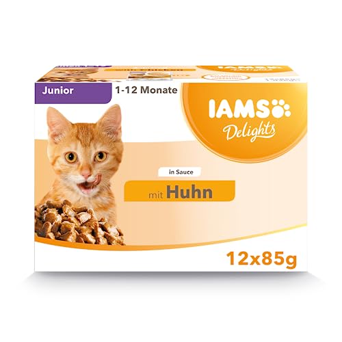 IAMS Delights Kitten Nassfutter - Multipack Katzenfutter mit Huhn in Sauce,...