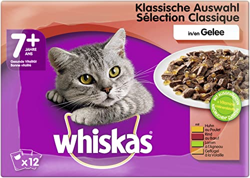 Whiskas 7 + Katzenfutter – Klassische Auswahl in Gelee – Hochwertiges Nassfutter...