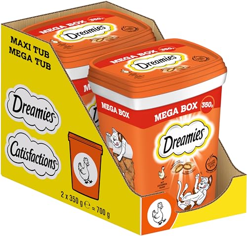 Dreamies Katzensnacks mit Huhngeschmack, 2x350g – Außen knusprige & innen cremige...