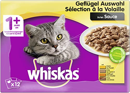Whiskas 1 + Katzenfutter – Geflügel-Auswahl in Sauce – Schmackhaftes...