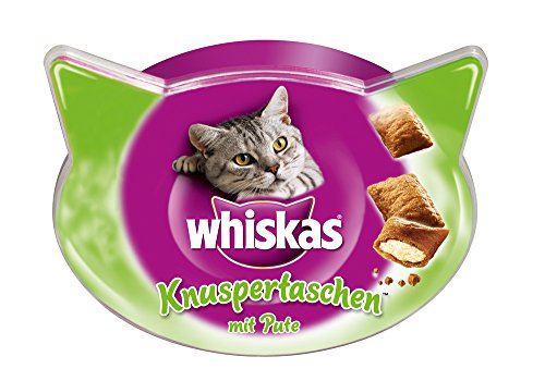 Whiskas Knusper-Taschen Katzensnacks Pute, 4 Packungen (4 x 60 g)