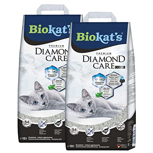 Biokat's Diamond Care Classic Katzenstreu ohne Duft - 2 Sack (2 x 10 L)