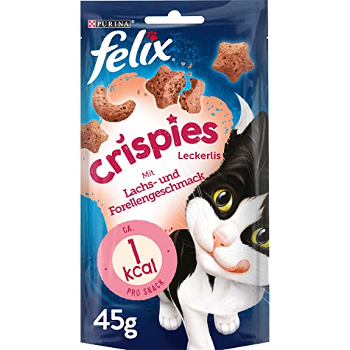 FELIX Crispies Katzensnack, Knusper-Leckerlie mit Lachs-und Forellengeschmack, 8er...