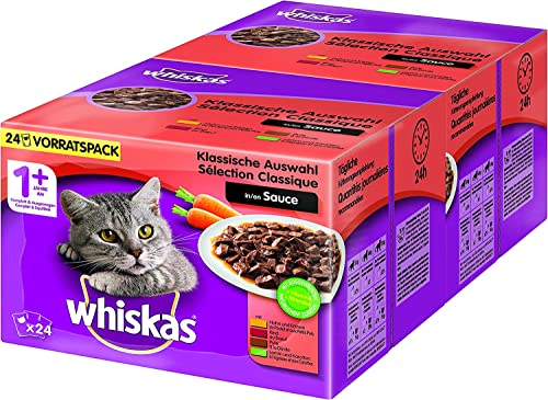 Whiskas 1+ Katzennassfutter – Klassische Auswahl in Sauce – Hochwertiges...