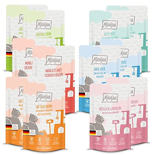 MjAMjAM - Premium Nassfutter für Katzen - Probierpaket, 12er Pack (12 x 125 g),...