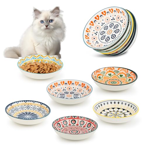 Katzennapf 6er Set, Futternapf Katze Keramik, Katzen Napf Bunte, Katzennäpfe...