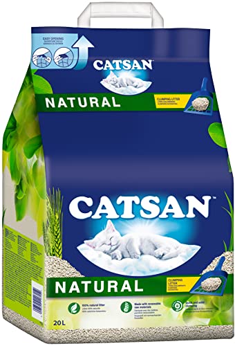 Catsan Natural Kompostierbare Klumpstreu für Katzen, 20 Liter (1 Beutel) –...
