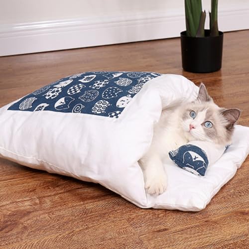 Halbgeschlossener Katzenschlafsack, selbstwärmendes Katzennestbett, Haustiermatte,...