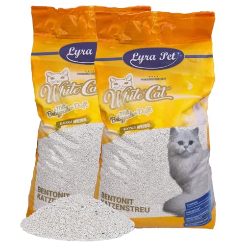 Lyra Pet® 30 Liter White Cat Katzenstreu | Mit Babypuder Duft | Feines Klumpstreu |...