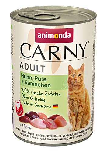 animonda Carny Adult Huhn, Pute + Kaninchen (6 x 400 g), Katzennassfutter für...