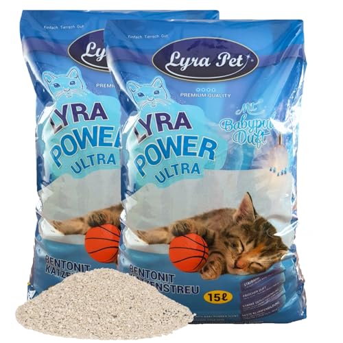 Lyra Pet® | 30 Liter Lyra Power Ultra Excellent Katzenstreu | Mit Babypuder Duft |...