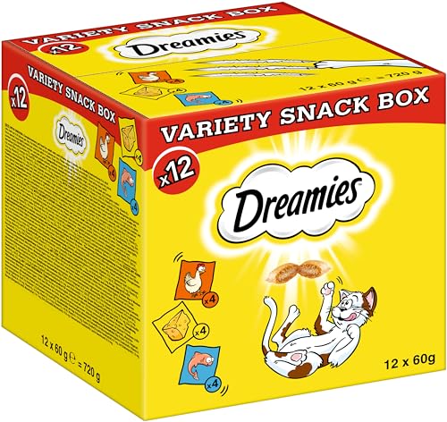 Dreamies Katzensnacks mit Huhn–, Käse– und Lachsgeschmack, 12x60g (1 Variety...