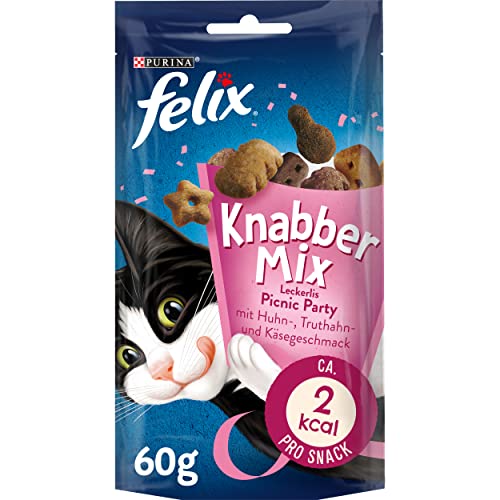 FELIX KnabberMix Picnic Party Katzensnack, Knusper-Leckerlie mit 3...