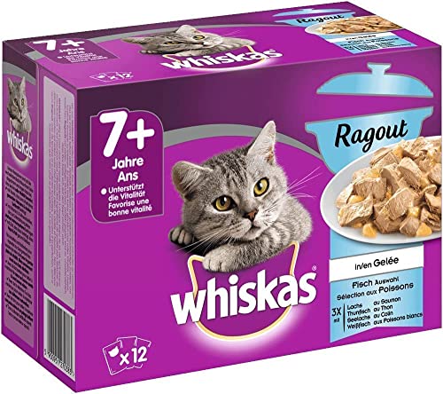 Whiskas 7 + Katzenfutter Ragout – Fisch-Auswahl in Gelee – Hochwertiges...