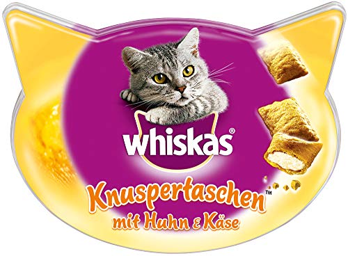 Whiskas Katzensnacks Knuspertaschen mit Huhn & Käse, 6 Packungen (6 x 72 g)