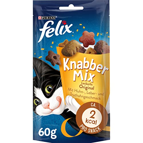 FELIX KnabberMix Original Katzensnack, Knusper-Leckerlie mit 3 Geschmacksrichtungen,...